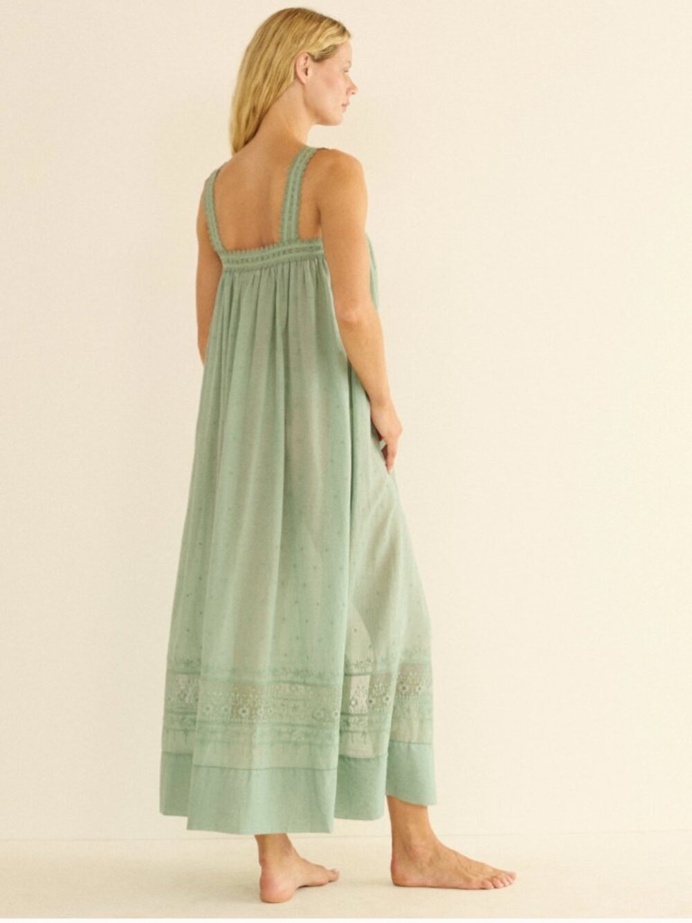 DOEN Elarie dress ALOE green cotton voile RT$398 fairycore embroidered lace NWOT - Picture 2 of 5